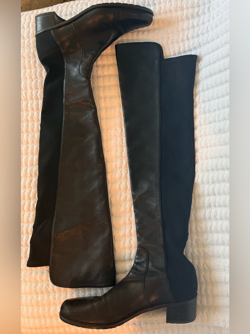 Stuart Weitzman 5050 Black Leather Over The Knee Stretch Boots Size 7 W - Picture 9 of 16